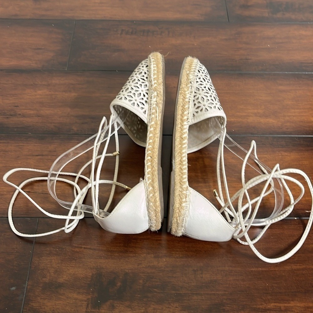 Jasper & Jeera Rosecut Leather Espadrilles Women's 8 White Boho - Picture 8 of 12